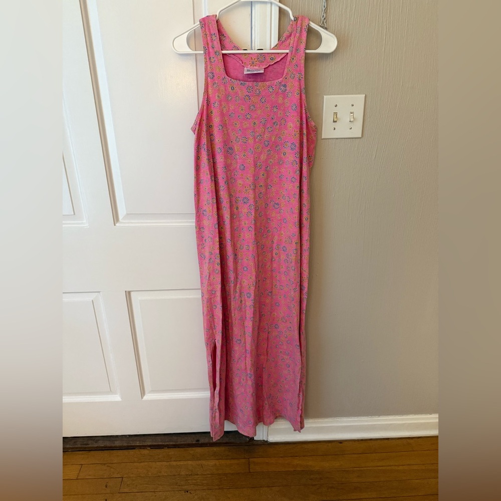 Pink Floral Sleeveless Maxi Dress